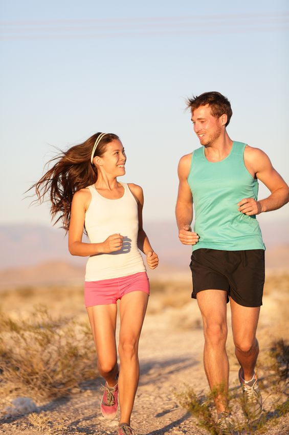 hapy jogging couple